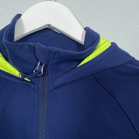 Ivivva by Lululemon Girls 12 Navy Blue Green Athletic Jacket Hooded Pockets - Picture 4 of 10